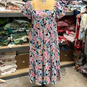 Storia Puff Sleeve Floral Babydoll Dress, Size L